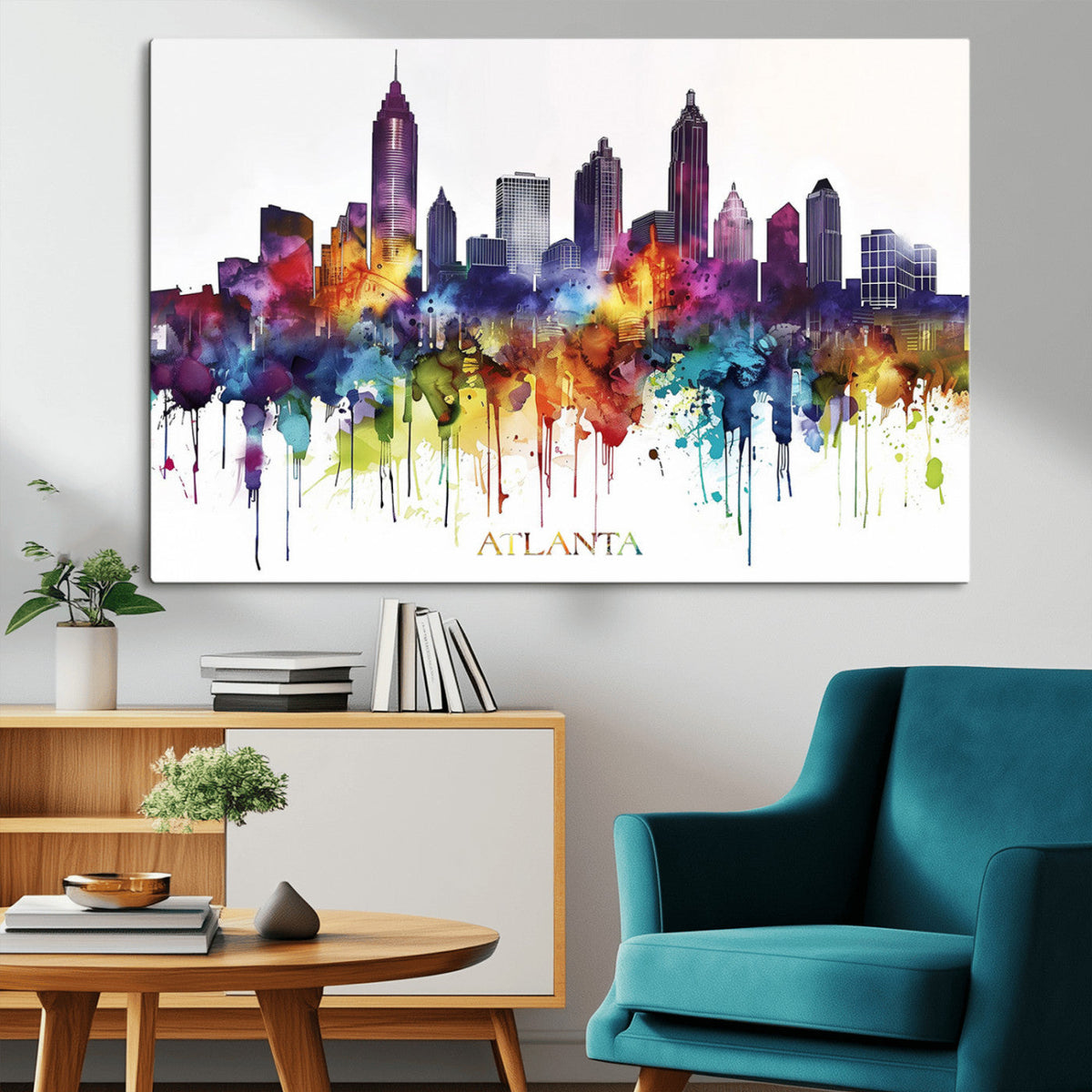 Atlanta Skyline Wall Art Canvas Print – Framed Colorful