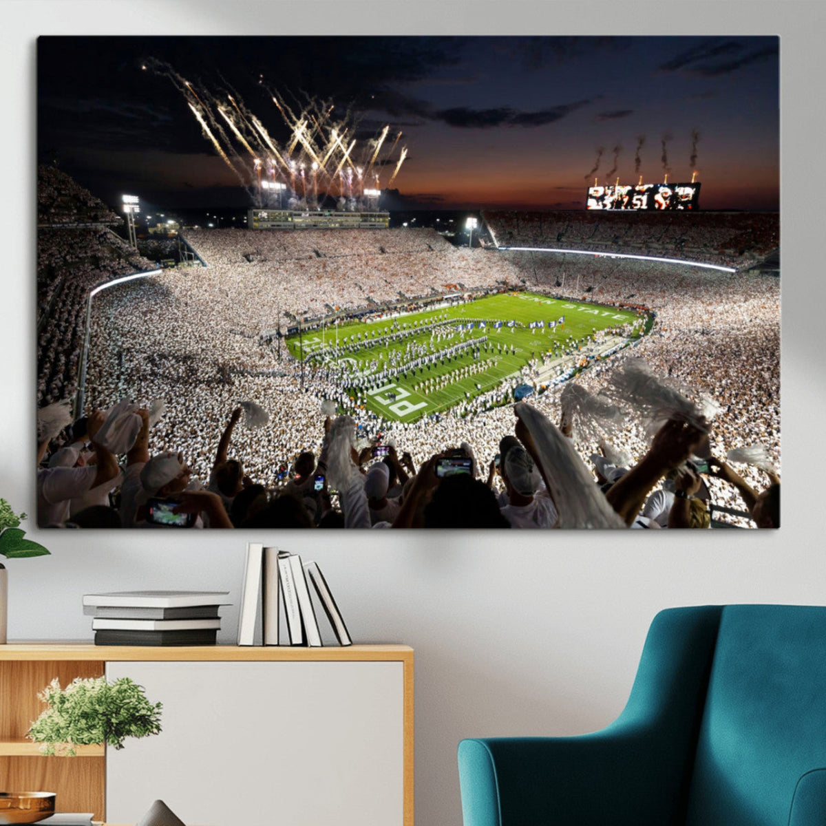 Penn State Stadium Wall Art – White Out Football Game Canvas