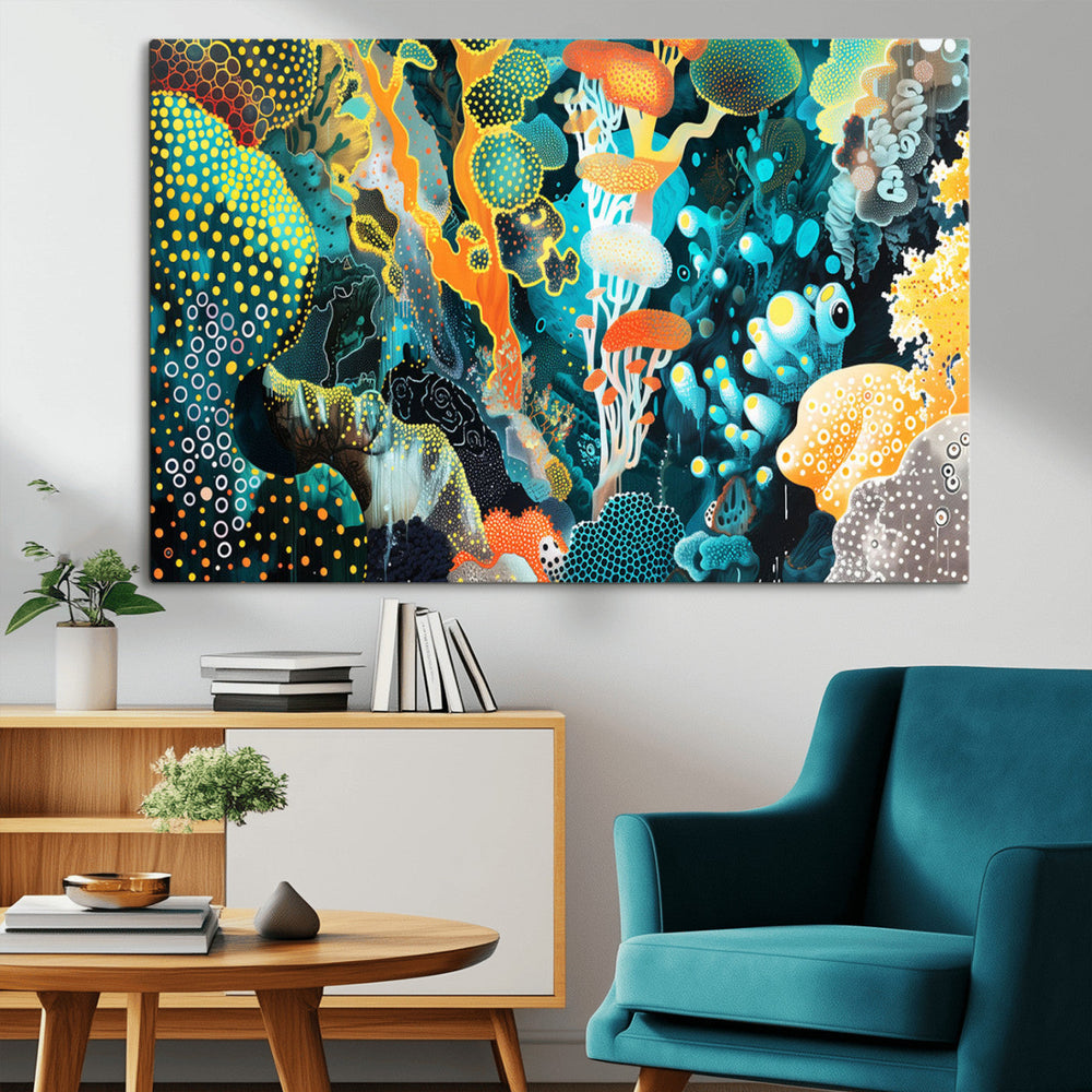 Vivid Underwater Coral Reef Wall Art Canvas Print,