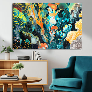 Vivid Underwater Coral Reef Wall Art Canvas Print,