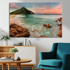 Coastal Landscape Wall Art Canvas Print – Rocky Shore and