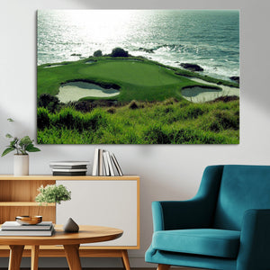 Coastal Golf Course Wall Art Canvas Print – Scenic Green