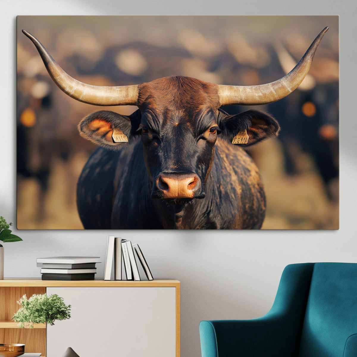 Majestic Texas Longhorn Bull Rustic Farm Animal Strong