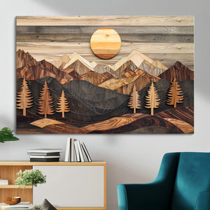 Wood Mountain Wall Art Canvas Print – Layered Forest and