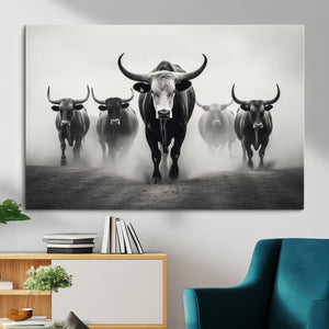 Texas Longhorn Wall Art Canvas Print, Framed Speckled Cow