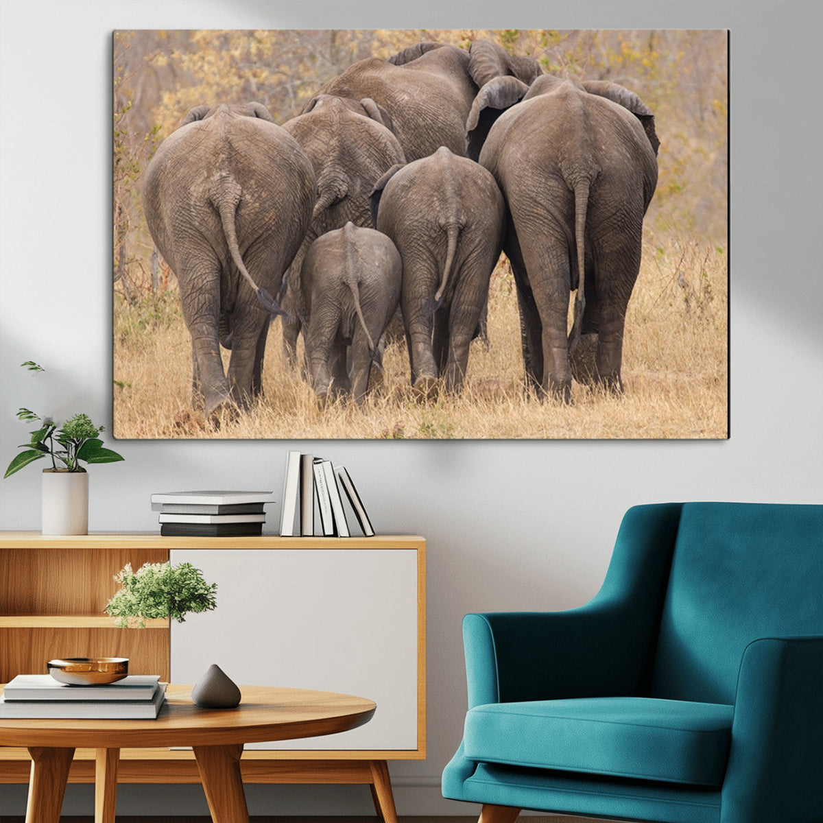 Wild Elephant Wall Art Canvas Print