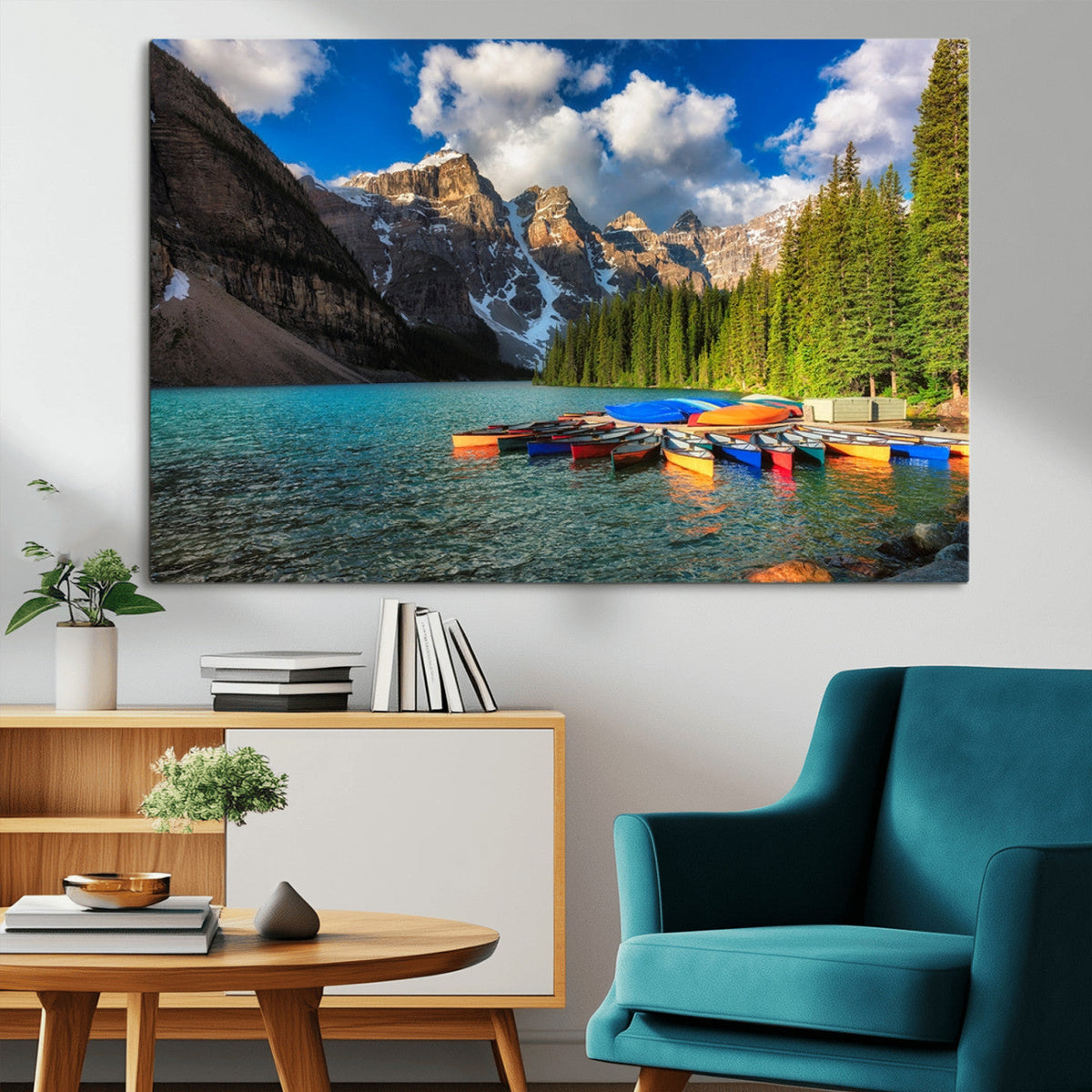 Moraine Lake 3-Panel Wall Art, Majestic Mountain and Lake