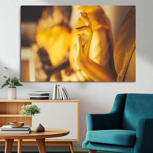 Gold Buddha Statue Hands Wall Art Canvas Print