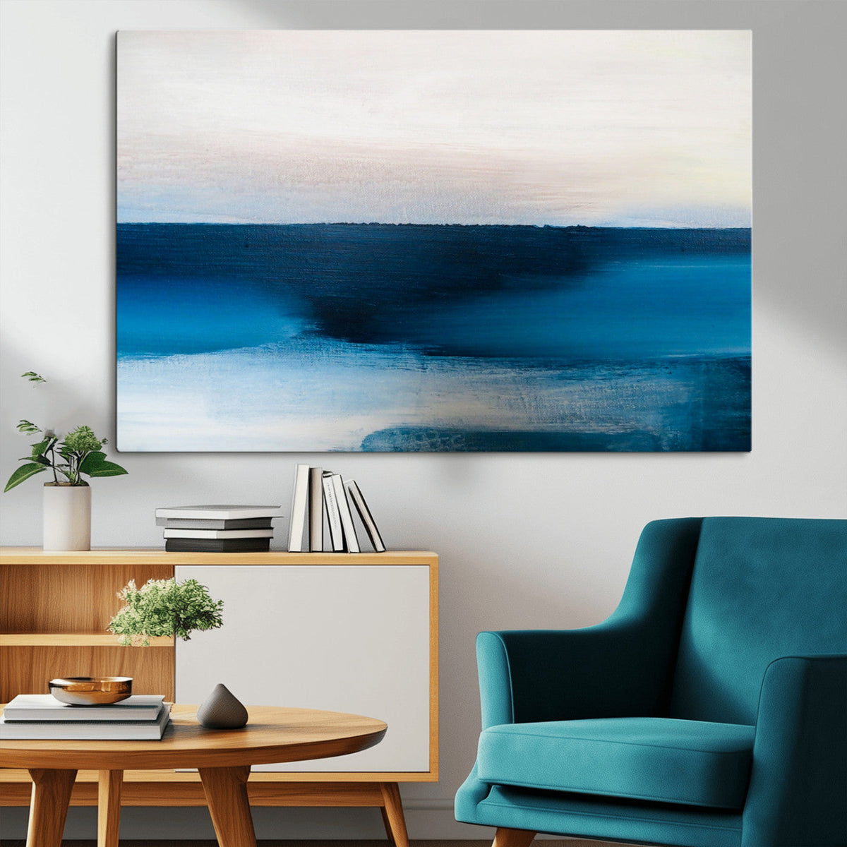 Dark Blue Abstract Wall Art Canvas Print