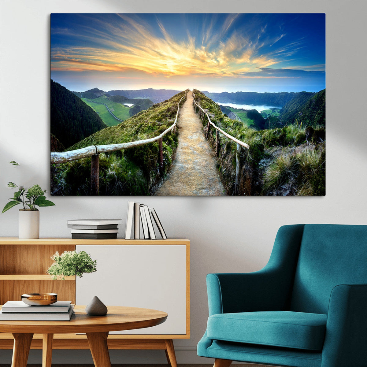 Mountain and Sunset Wall Art Canvas Print