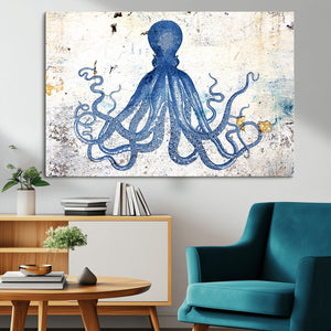 Octopus Canvas Wall Art | Coastal Marine Life Artwork for
