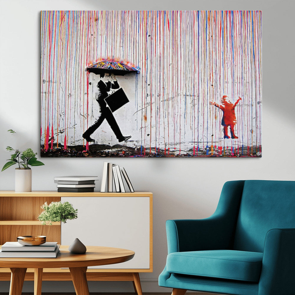 Banksy Wall Art Canvas Print, Framed Graffiti Art Picture