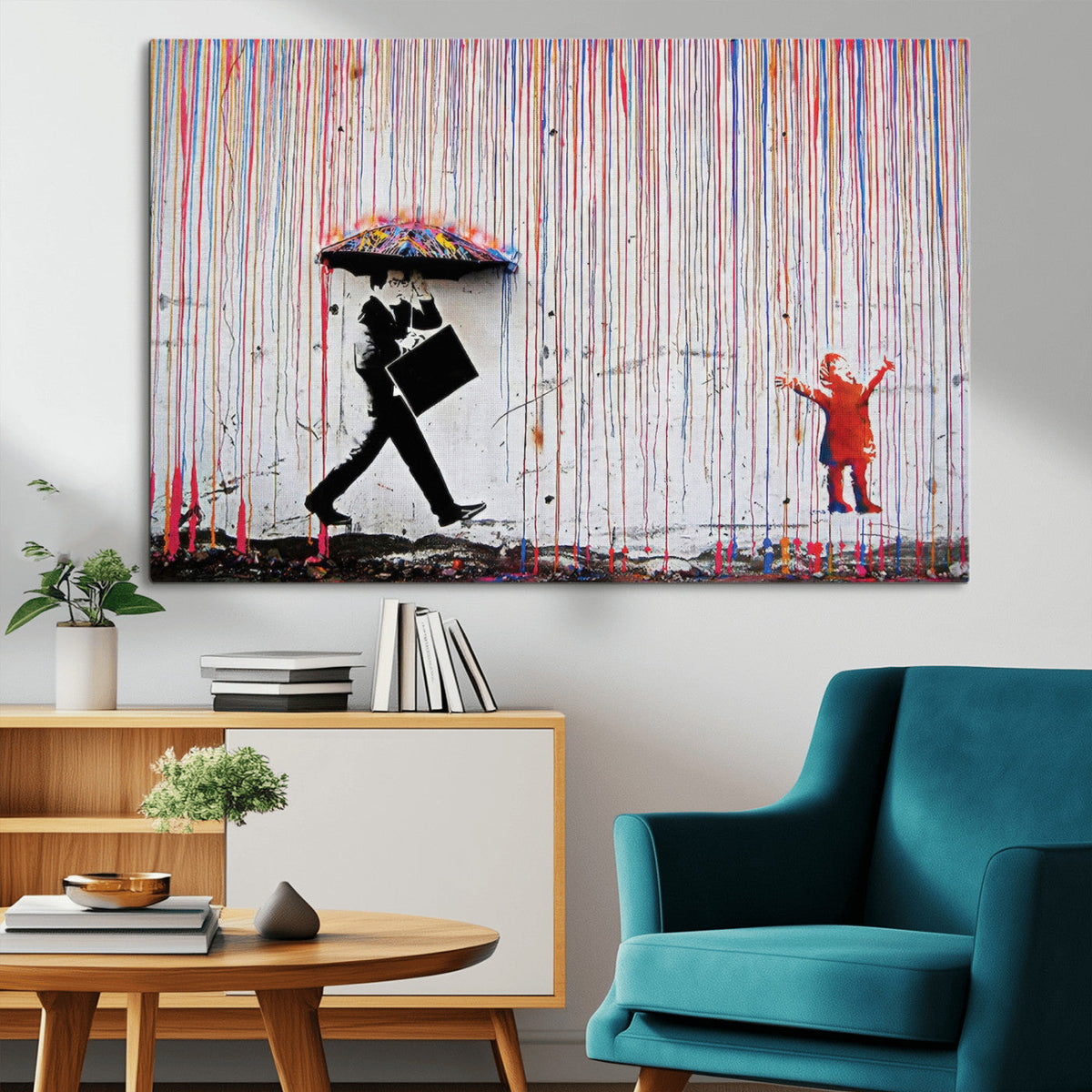 Banksy Wall Art Canvas Print, Framed Graffiti Art Picture