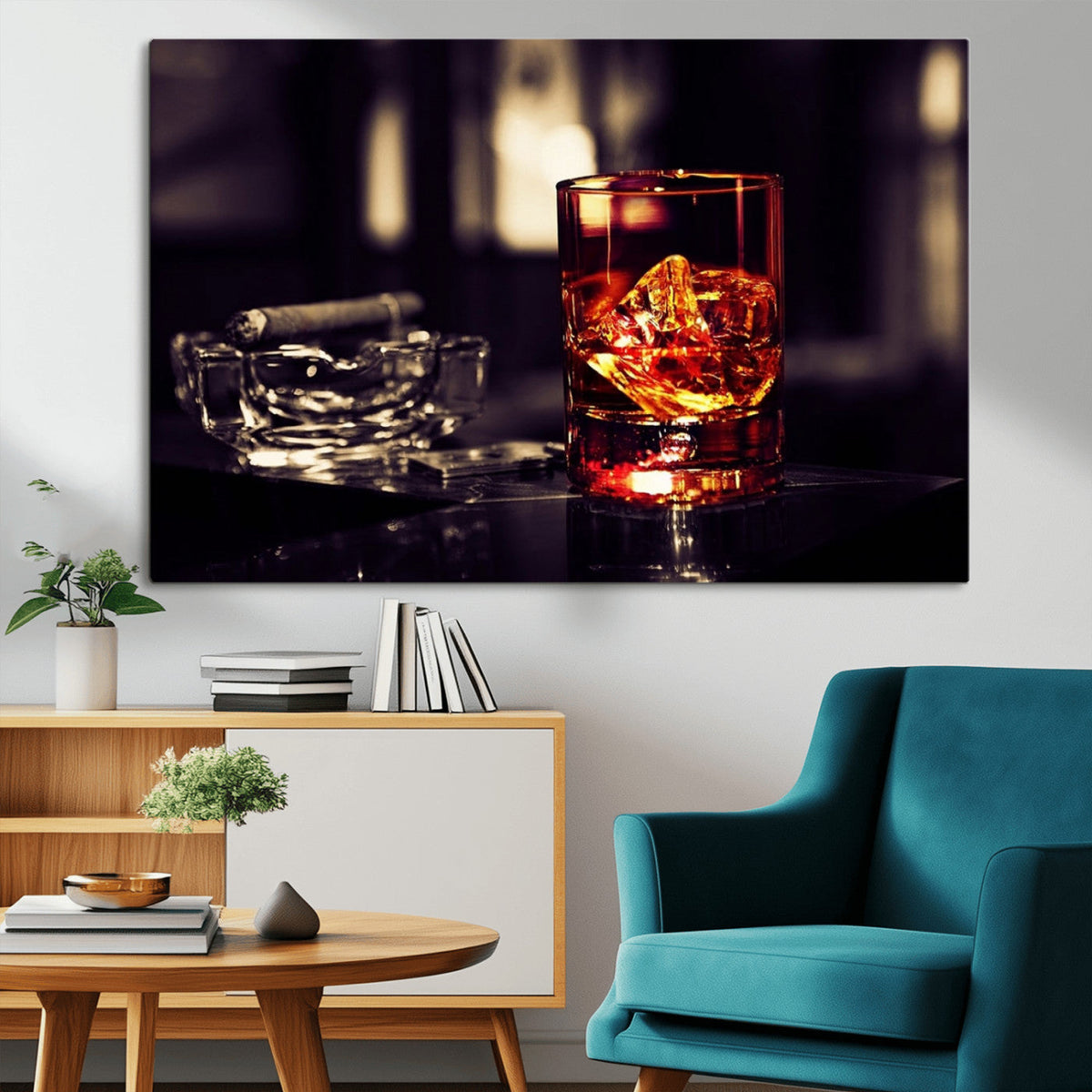 Whiskey and Cigar Canvas – Luxurious Wall Art for Home or