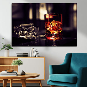 Whiskey and Cigar Canvas – Luxurious Wall Art for Home or
