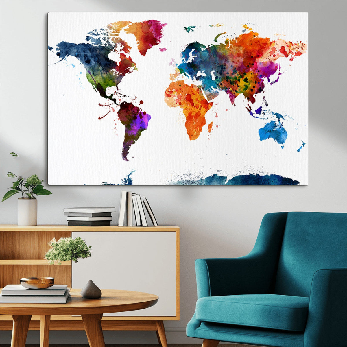 World Map Canvas Print – Detailed Map of the World Wall Art