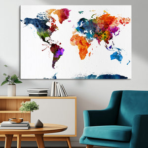 World Map Canvas Print – Detailed Map of the World Wall Art