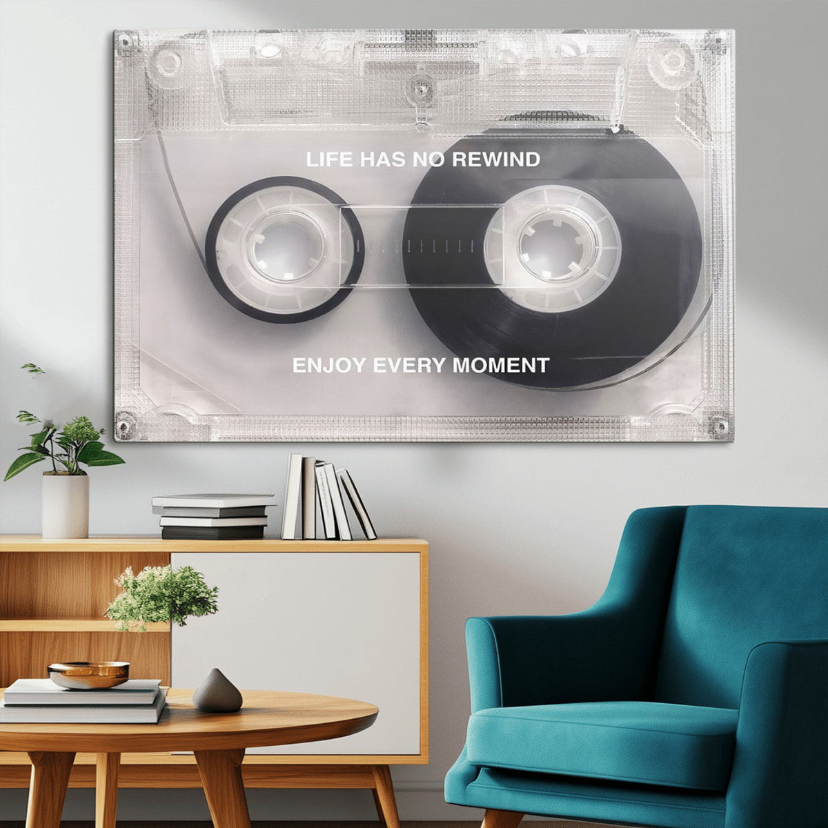 Vintage Cassette Tape Canvas Wall Art - Inspirational 'Life