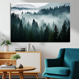 Captivating Misty Forest Wall Art Canvas, Premium Canvas