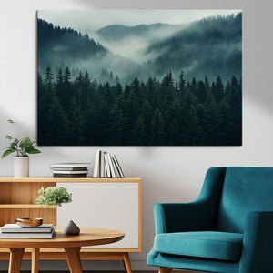Captivating Misty Forest Wall Art Premium Canvas Print,