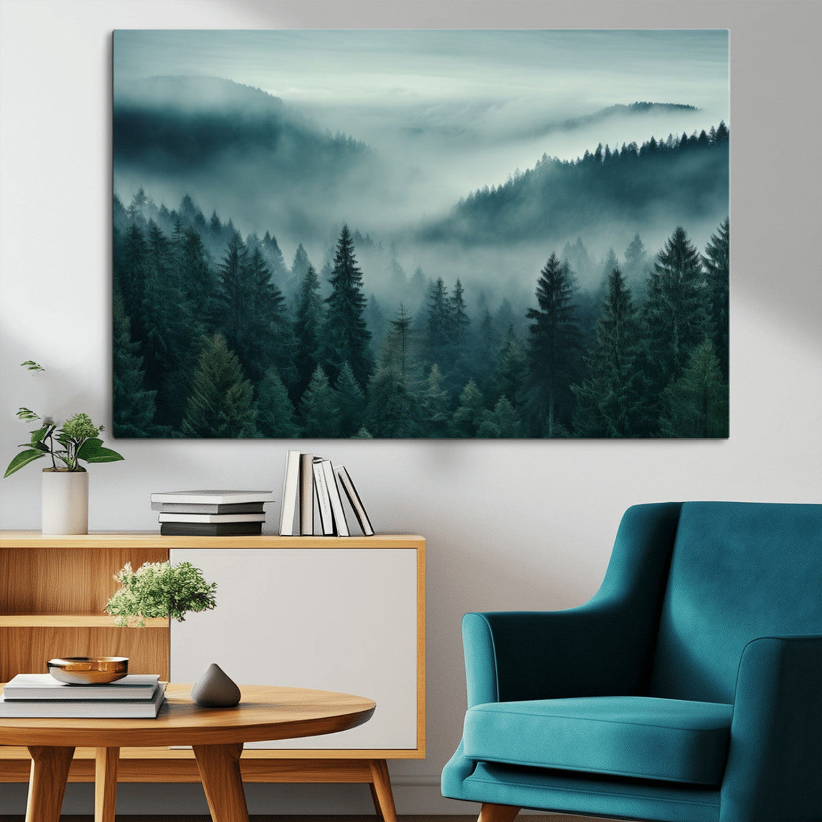 Captivating Misty Foggy Forest Wall Art Premium Canvas Print