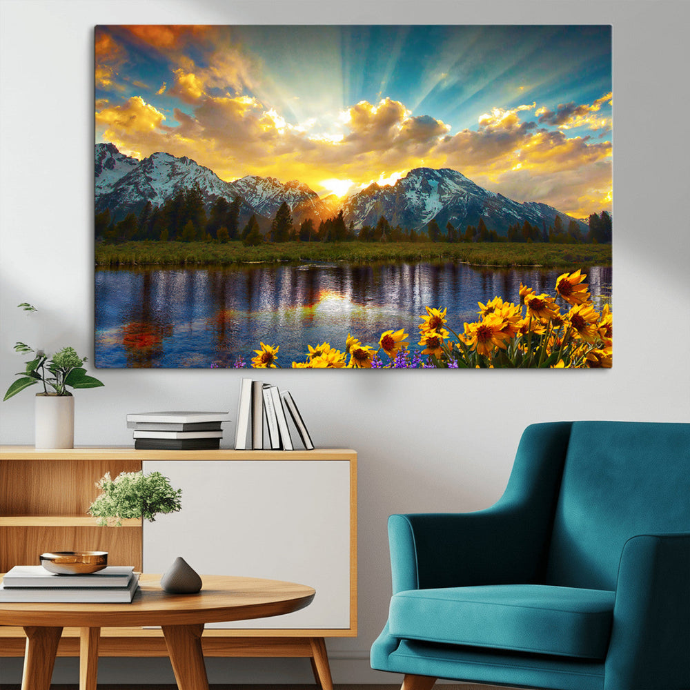 Grand Teton Park Sunrise Wall Art – Vibrant Landscape Canvas
