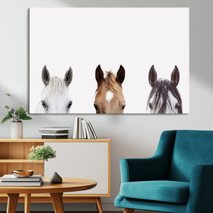 Horse Prints Set, Set of 3 Horse Wall Art, Horses Portraits,