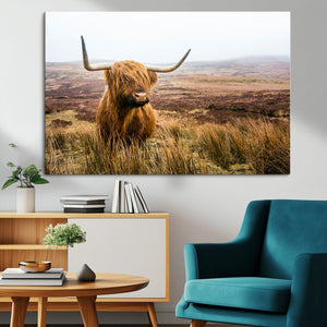 Scottish Highland Cow Canvas Wall Art – Rustic Farmhouse