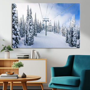 Winter Ski Lift Wall Art Print - Landscape Wall Art | Snowy