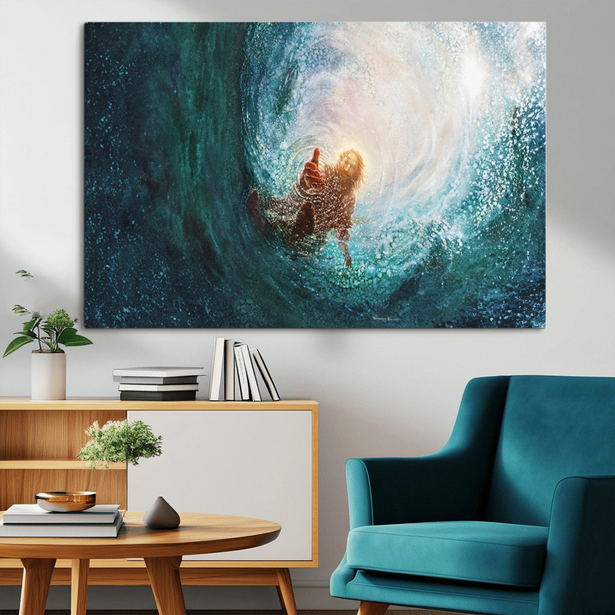 Powerful Jesus Canvas Print - Hand of Salvation,