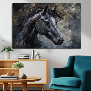 Large Abstract Horse Wall Art Canvas Print | Farmhouse Wall