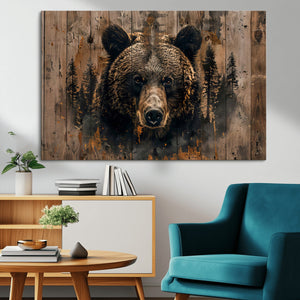 Rustic Grizzly 399 Wall Art | Triptych Canvas Print | Rustic