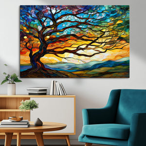 Mosaic Tree Wall Art | Ready to Hang Stained Glass Style