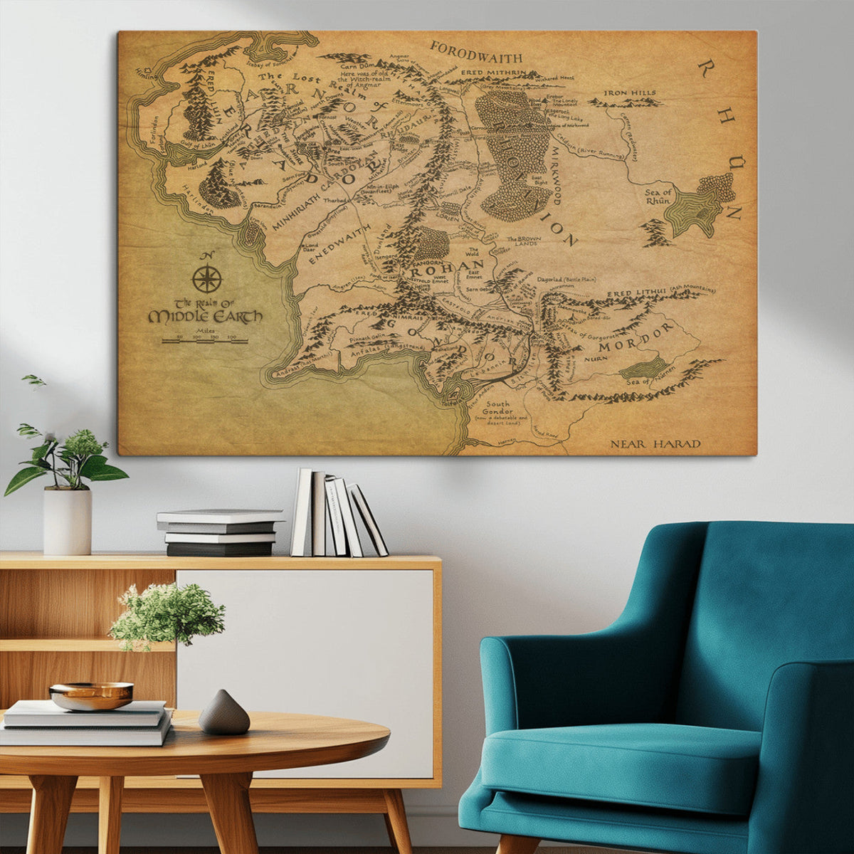 Middle Earth Map Canvas Wall Art – Vintage Fantasy Map