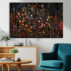 Large Floral Painting Print Illustration Flowers Canvas Wall