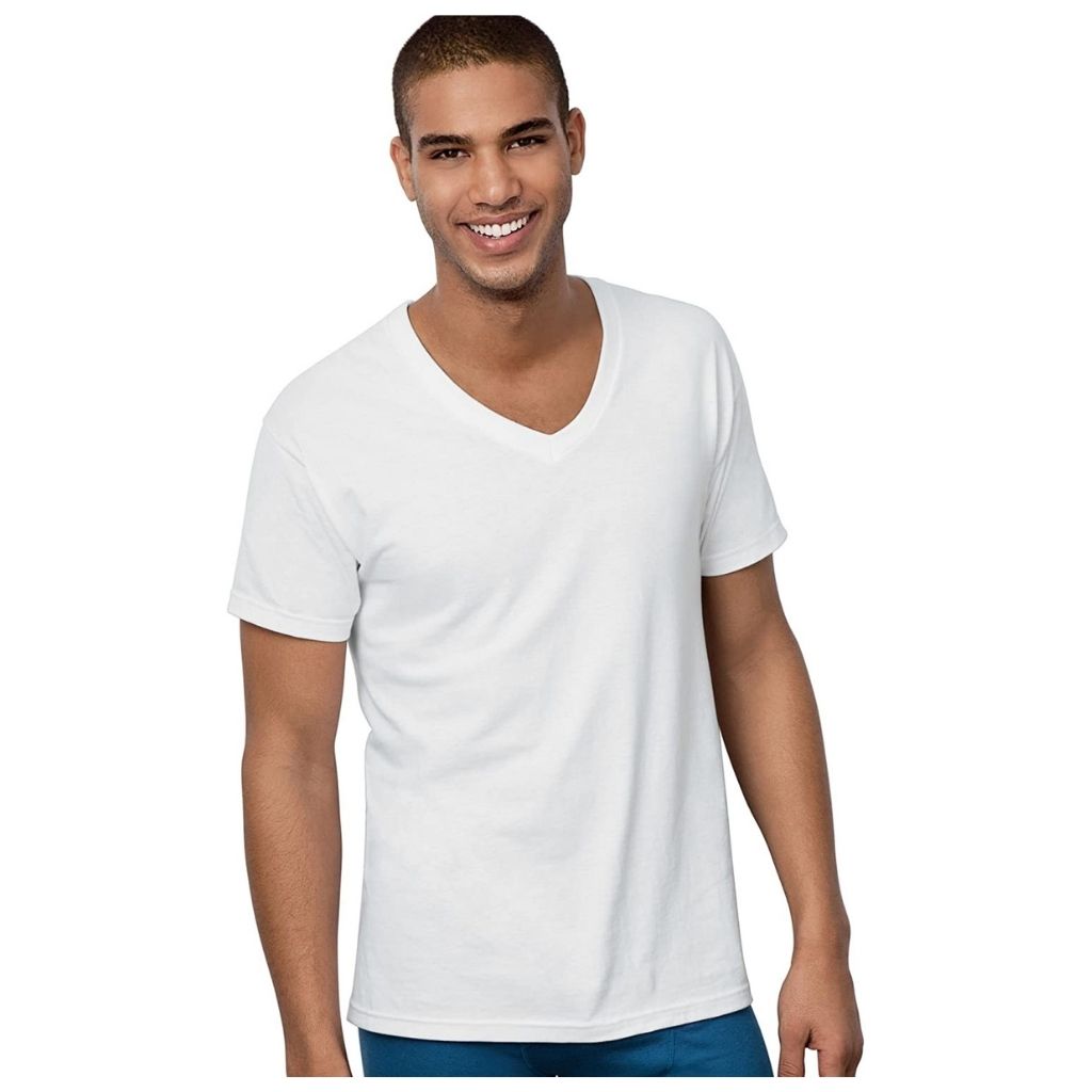 6-Pack Hanes Men's ComfortSoft 100% Cotton Tagless Undershirt- Tank, V-Neck, Crew