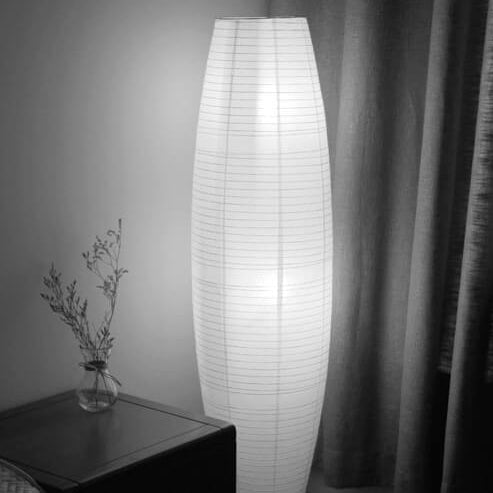 Nordic Rice Paper Column Floor Lamp 2-Light Tri-Color Lighting