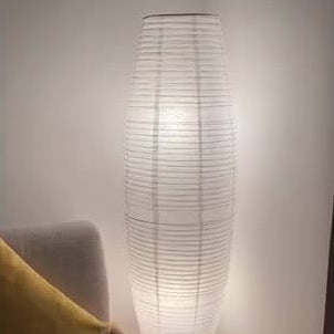 Nordic Rice Paper Column Floor Lamp 2-Light Tri-Color Lighting