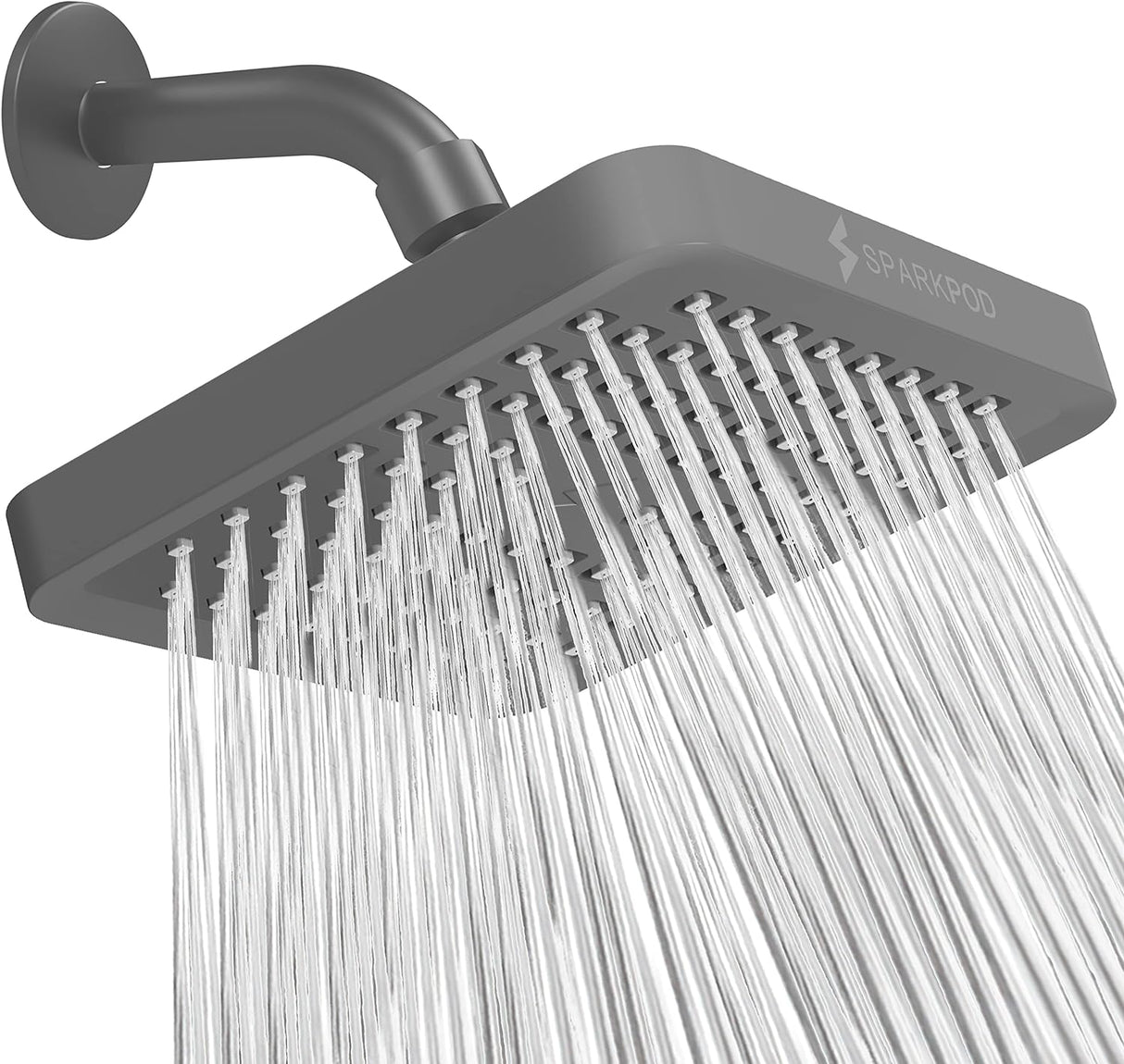 SparkPod-Shower-Head-High-Pressure-Rain-–-6-inch-Square-–-(Charcoal-Grey)-Home-&-Kitchen