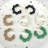 Gold-Plated Twisted Leather Hoop Earrings with Gift Pouch