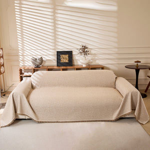 Natural Textured Linen Couch Cover, Breathable & Hypoallergenic Furniture Protector