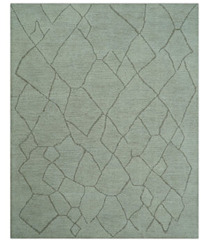 Contemporary Pattern Brown And Ivory Hand Tufted 8x10 Wool Rug
