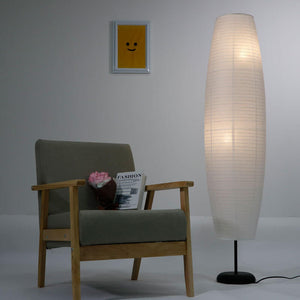 Nordic Rice Paper Column Floor Lamp 2-Light Tri-Color Lighting