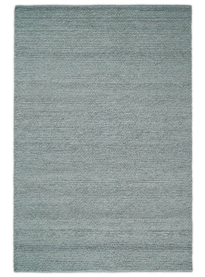 6x9 and 8x10 Solid Gray Wool Blend Felted Chunky Hand Woven Area Rug