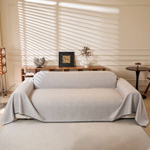 Natural Textured Linen Couch Cover, Breathable & Hypoallergenic Furniture Protector