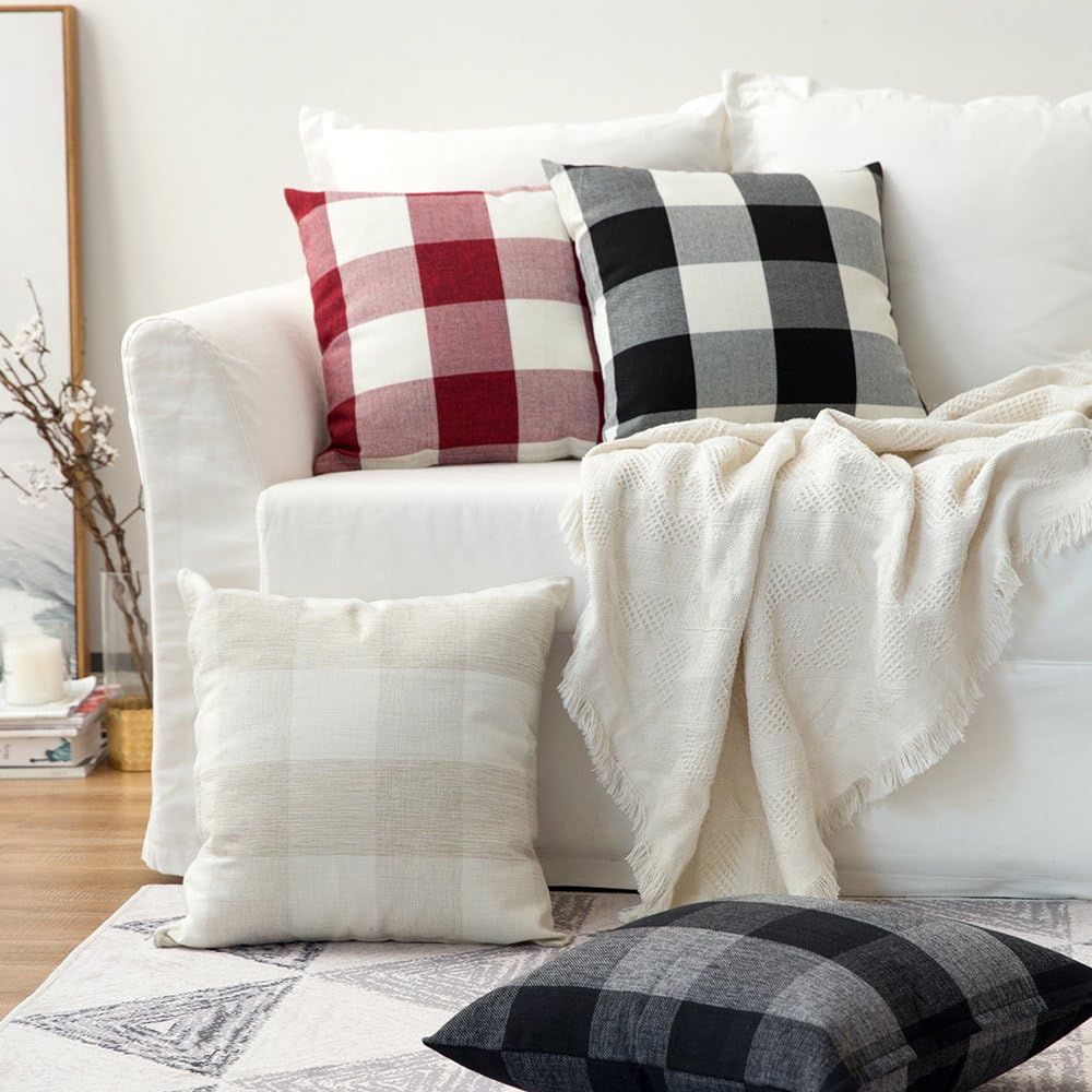 Set of 2 buffalo-check throw pillow covers  size 18"x18"