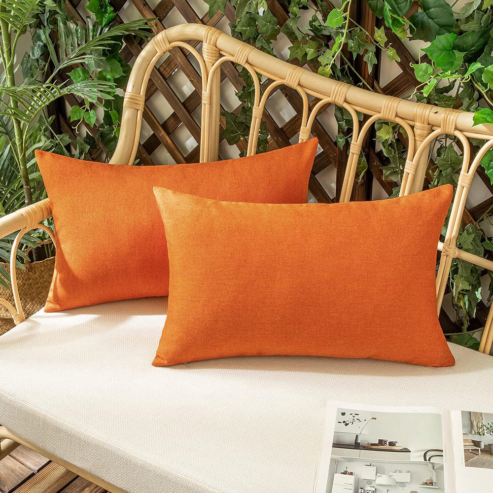 Set of 2 Solid Color Outdoor Waterproof Throw Pillow covers Square 18"x18" or Rectangle 12"x20"