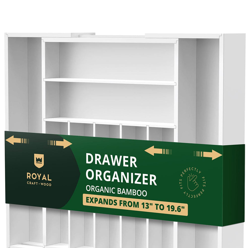 Silverware Drawer Organizer, White (9 Slots)