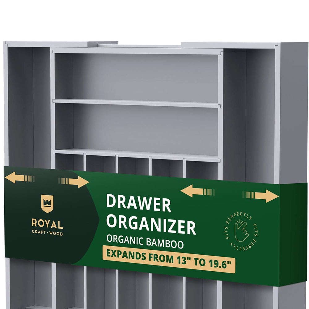 Silverware Drawer Organizer, Gray (9 Slots)