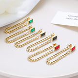 Dangle Chain Earrings with Cubic Zirconia Emerald and Gift Pouch